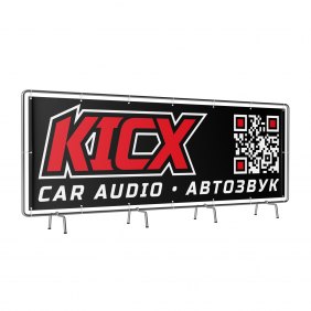 Баннер KICX чёрный 3 × 1 м